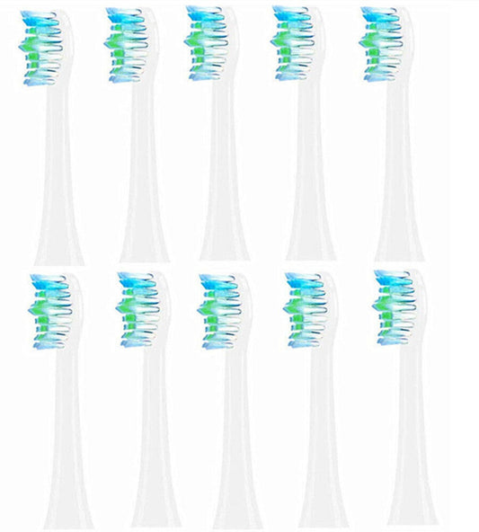 10 Pack Toothbrush Brush Heads Compatible with Deepklean WS-7005 WS-8002 WHITE