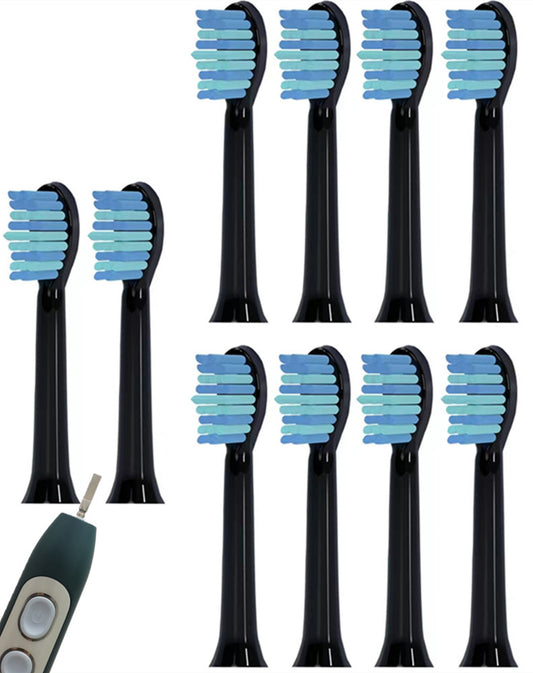 For All EZZI Toothbrush Heads black,10Pack  