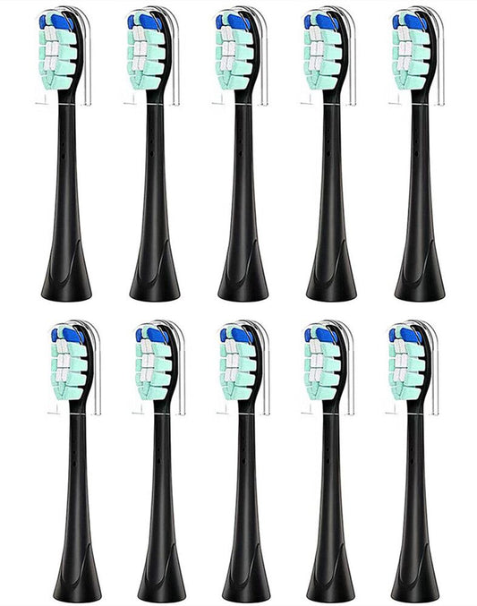 For GLAMORORAL Electric Toothbrush Brush Heads ,10Pack   BLACK