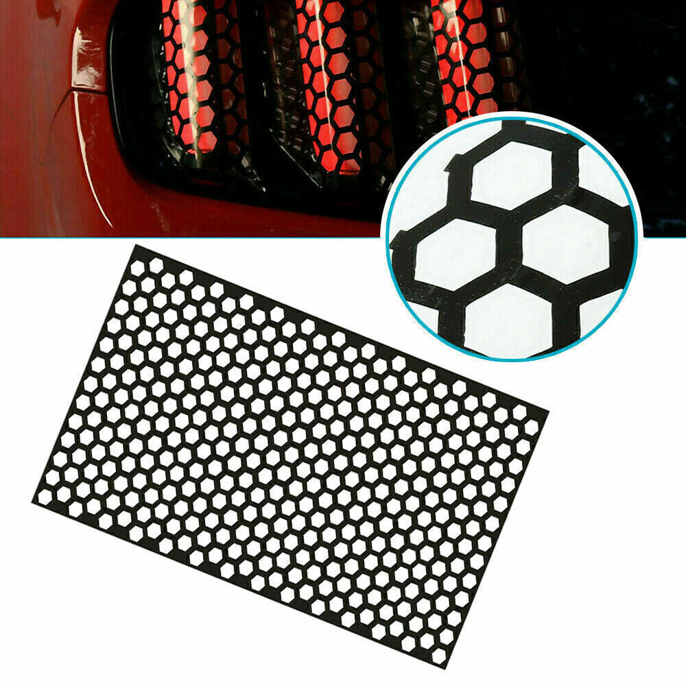 2x Car Rear Tail Light Cover Black Honeycomb Sticker Tail-lamp Decal Accessories