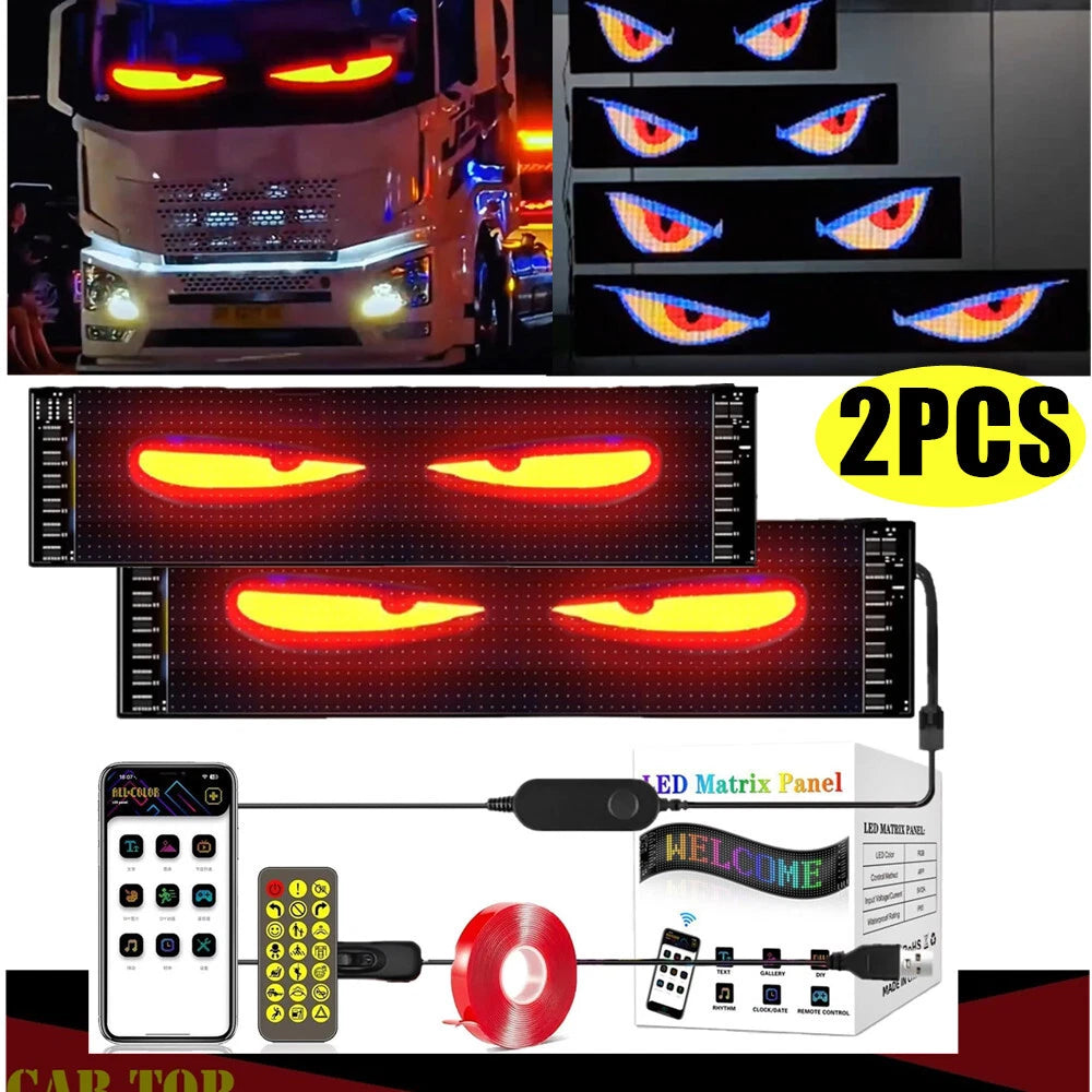 2PCS Truck-Specific Devil's Eye LED-Screen Car Eye Light Truck Dynamic LED Light