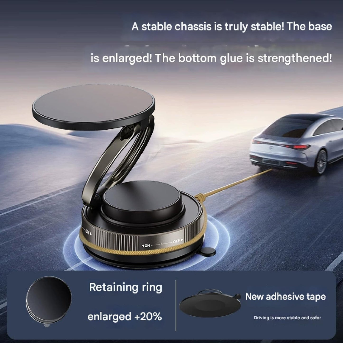 360° Vacuum Magnetic Phone Holder - Suction Cup Car Mount with Foldable Stand