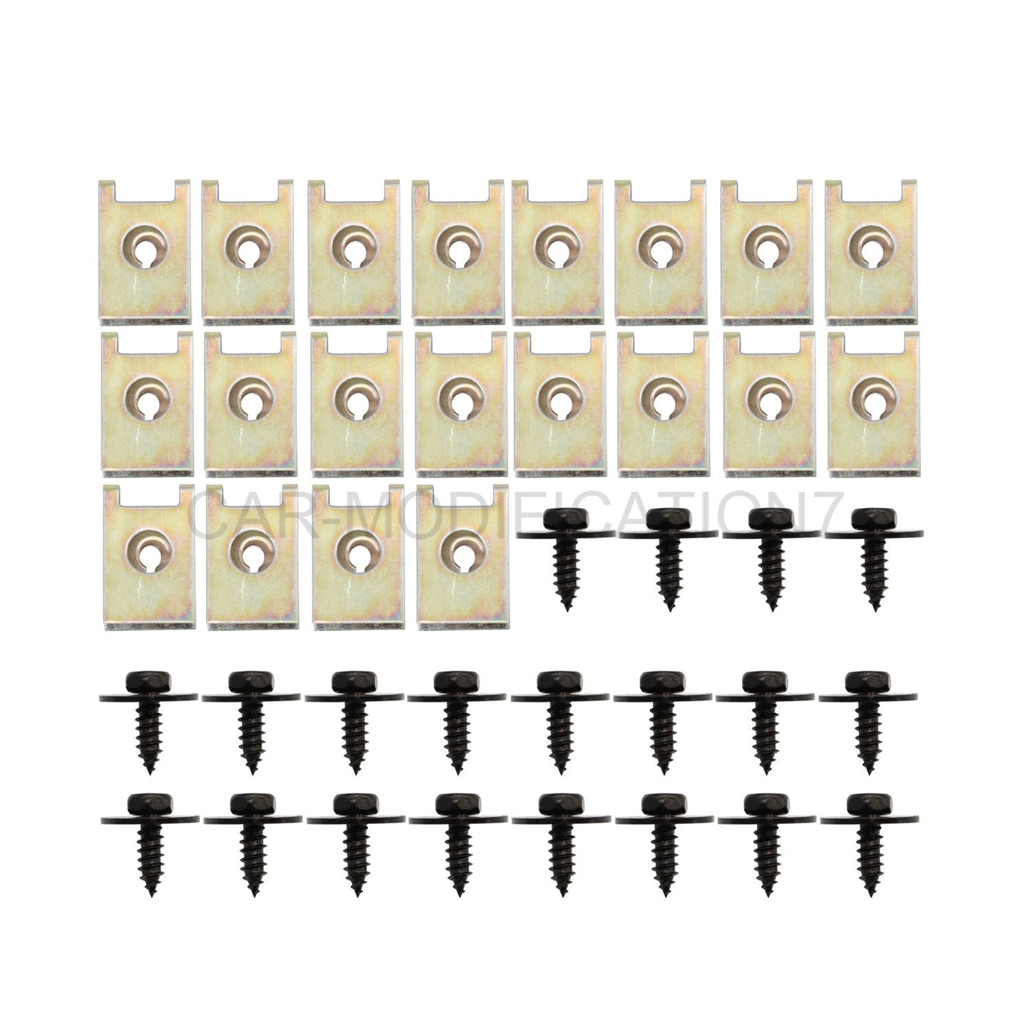 40Pcs Metal Car Screw Body Fender Bumper Retainer U Nut Clips Gasket Fastener