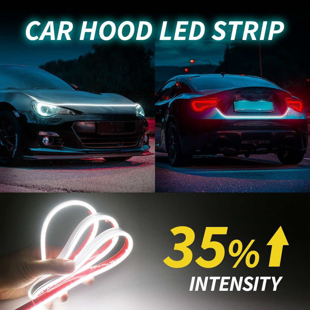Universal White Flexible Car Hood Day Running LED Light Strip Accessories USA