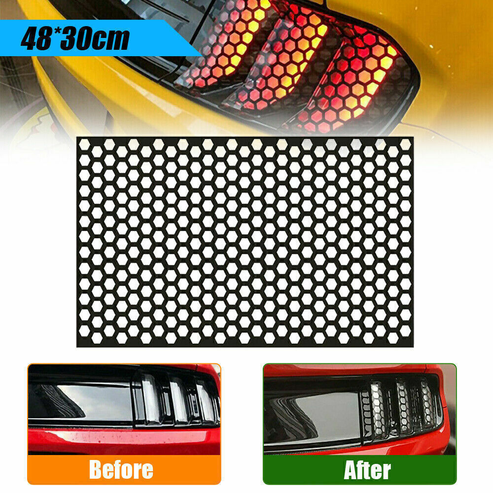 2x Car Rear Tail Light Cover Black Honeycomb Sticker Tail-lamp Decal Accessories