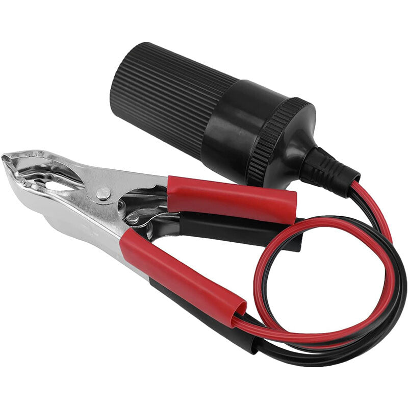 12V Battery To Cigarette Lighter Adapter Alligator Clamp Clip 12 Volt Car Socket