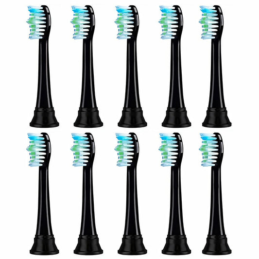 For Medics Care Electric Toothbrush Brush Heads ,10Pack   BLACK