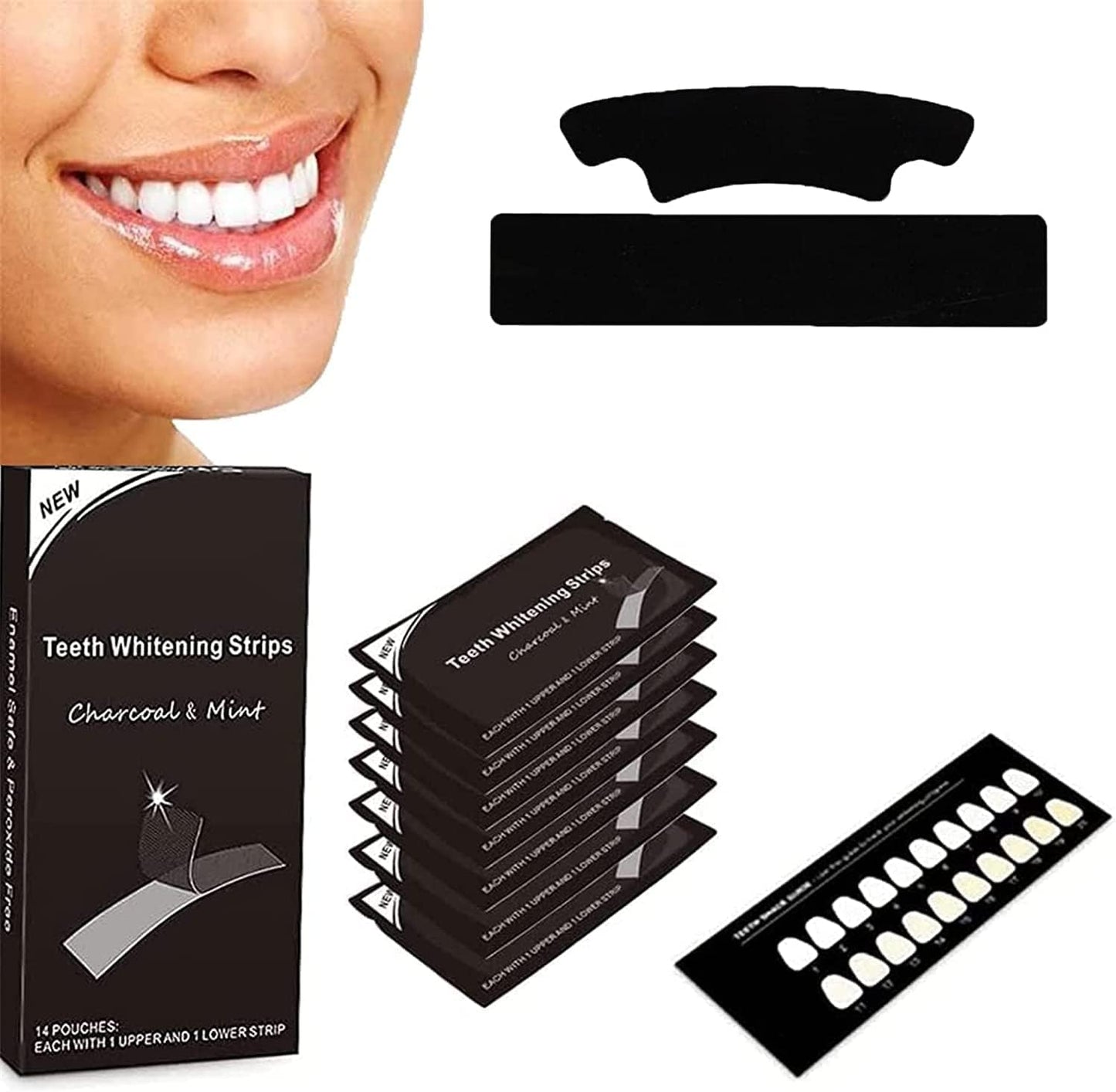 Tooth Whitening Strips, Tooth Activated Carbon Tooth Adhesive,Smile Staining, Quickly and Effectively Remove Coffee, Tea, Smoking and Wine (14 Pairs/28PCS)