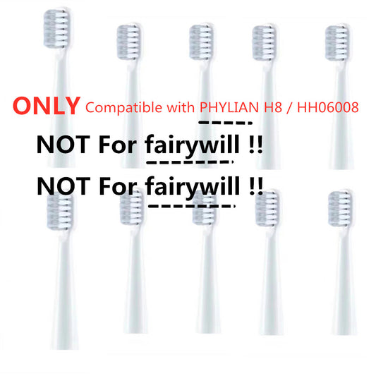 For PHYLIAN H8 & HH06008 Toothbrush Brush Heads 10Pack