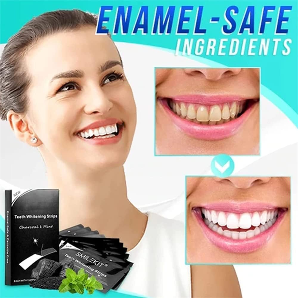 Tooth Whitening Strips, Tooth Activated Carbon Tooth Adhesive,Smile Staining, Quickly and Effectively Remove Coffee, Tea, Smoking and Wine (14 Pairs/28PCS)