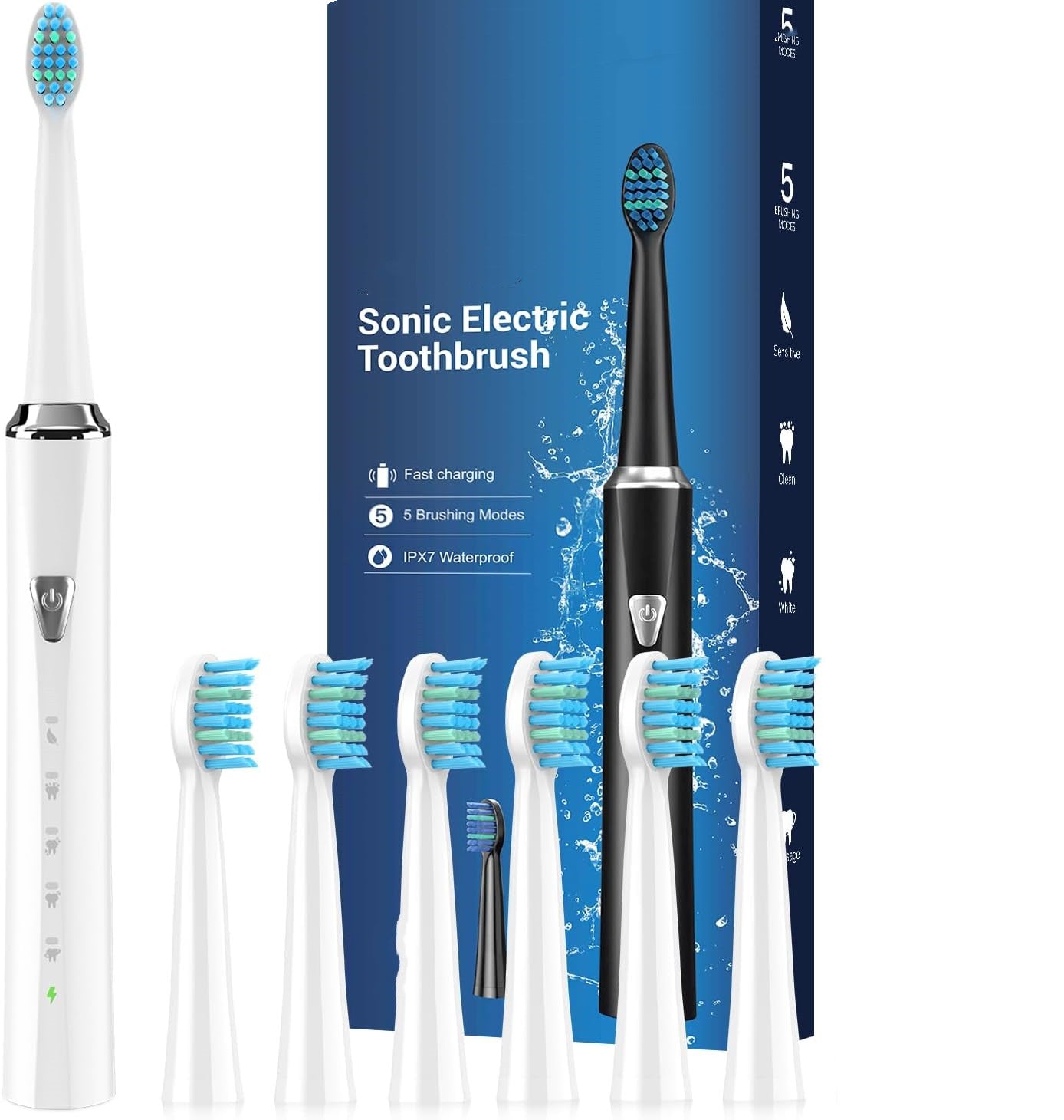 Sonic Electric Toothbrush for Adults and Kids Rechargeable white