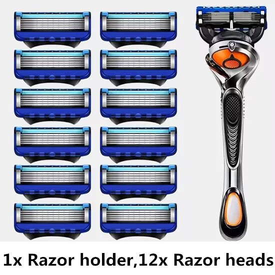 Men's manual shaver 1x Razor holder,12x Razor heads