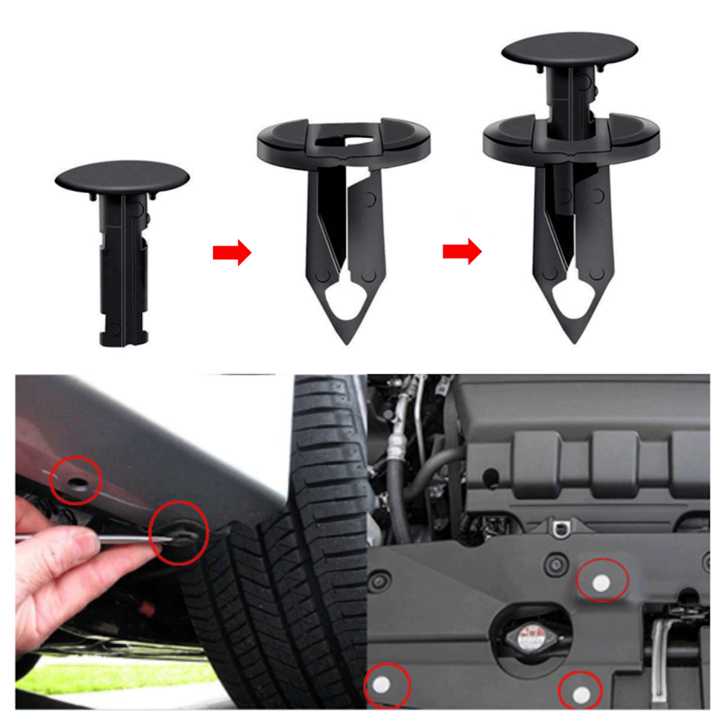 120PCS 8mm Bumper Clips Retainer Auto Car Plastic Rivets Fastener Fender Push