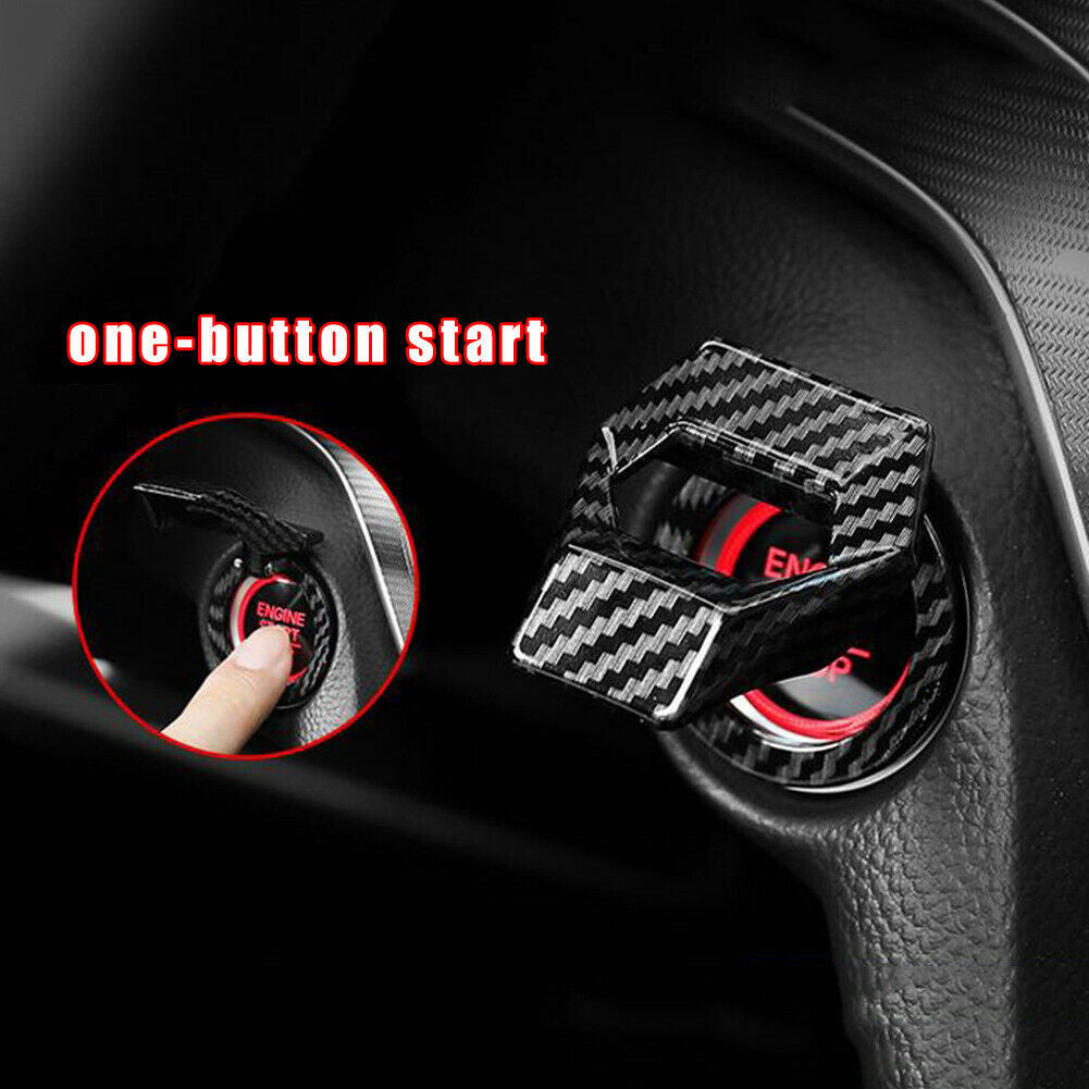 Carbon Fiber Car Engine Start Stop Push Button Switch Cover Trim Accessories