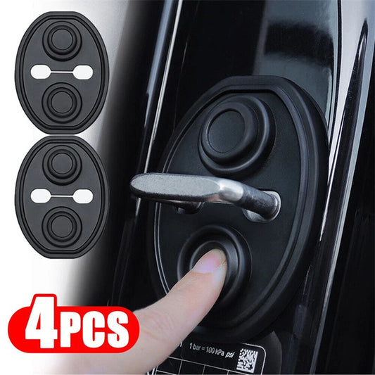 4pcs Silicone Car Auto Door Lock Cover Door Latch Protection Black