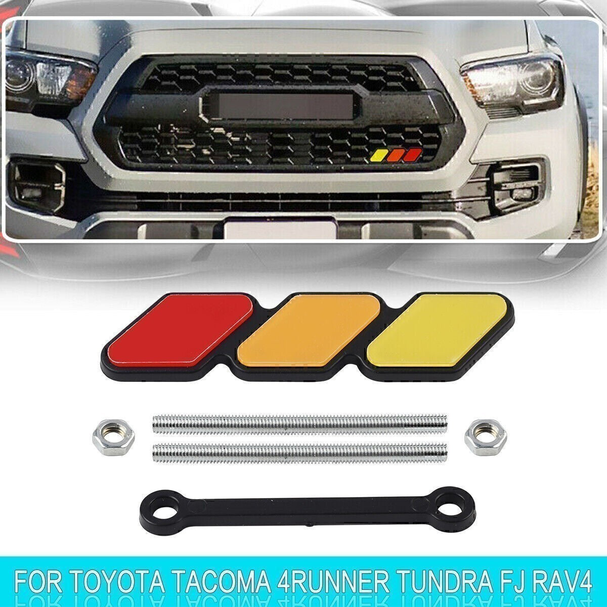 Tri-Color Grille Badge Emblem Car Accessories For Toyota Tacoma 4Runner R