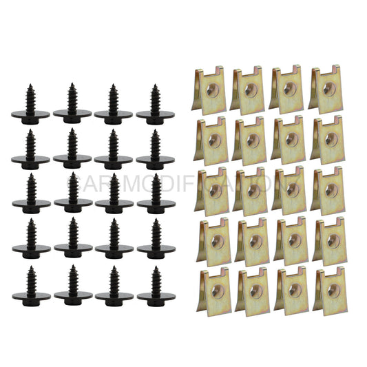 40Pcs Metal Car Screw Body Fender Bumper Retainer U Nut Clips Gasket Fastener