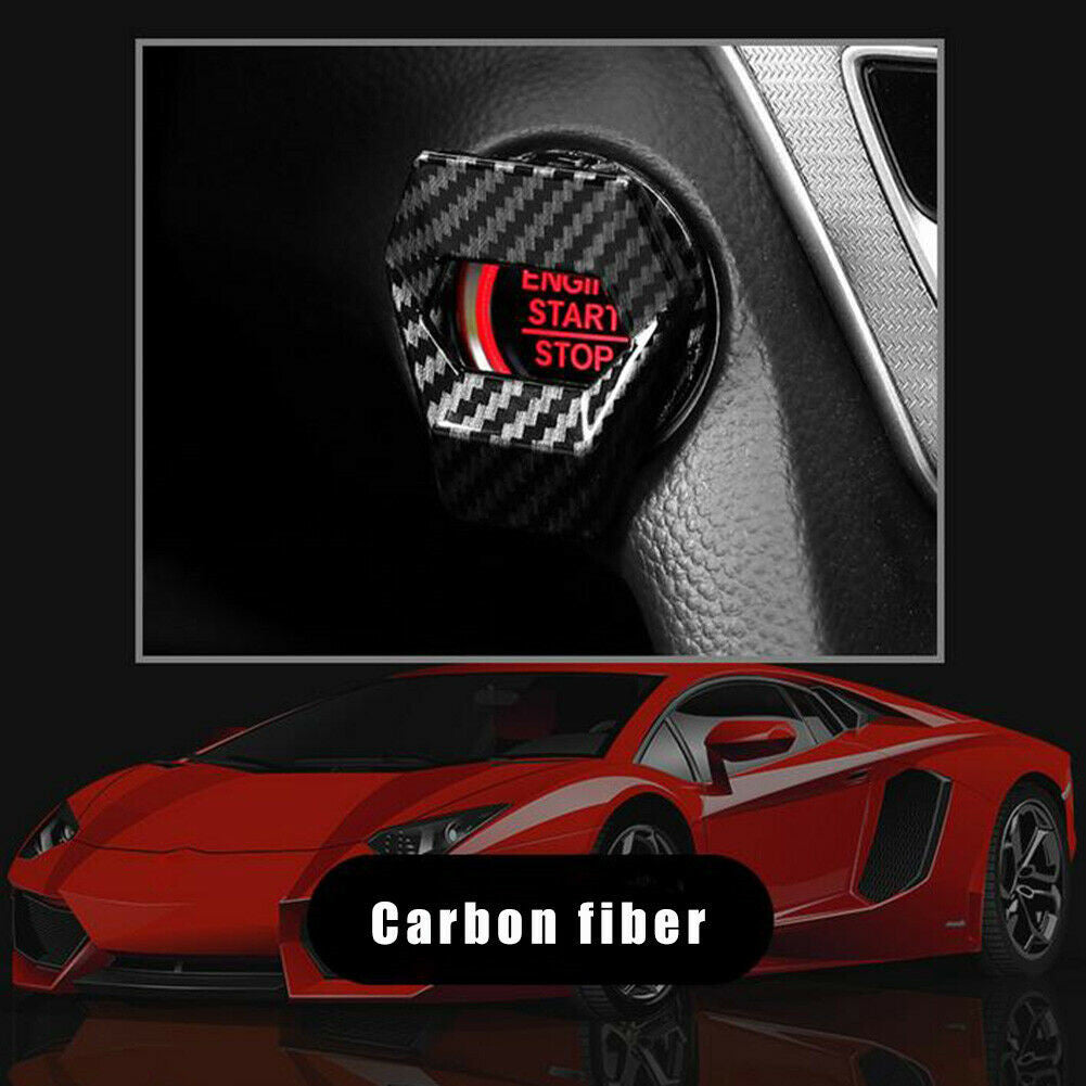 Carbon Fiber Car Engine Start Stop Push Button Switch Cover Trim Accessories