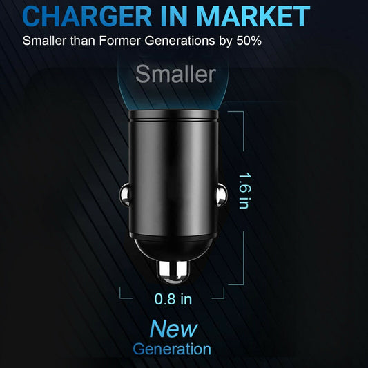 Mini Dual USB PD Type-C Car Phone Charger 30W Fast Charge Adapter Accessories