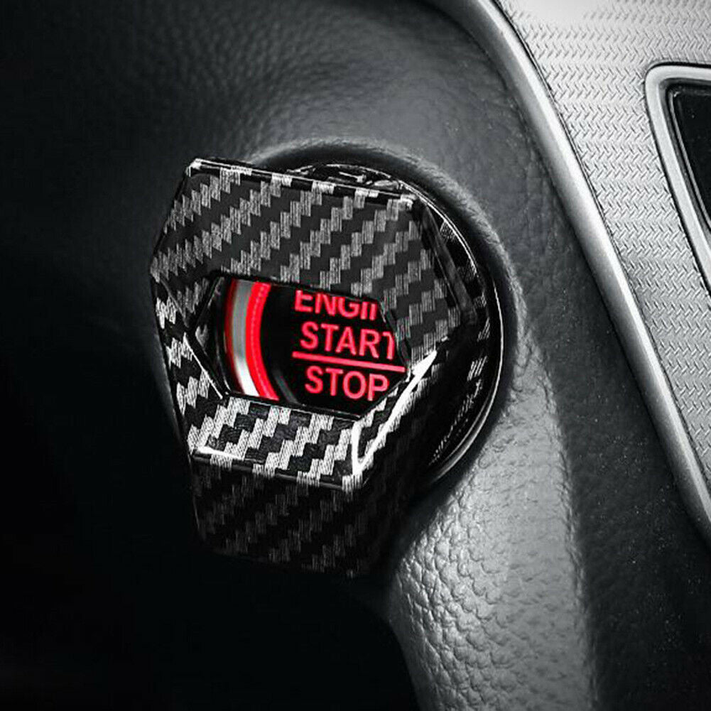 Carbon Fiber Car Engine Start Stop Push Button Switch Cover Trim Accessories