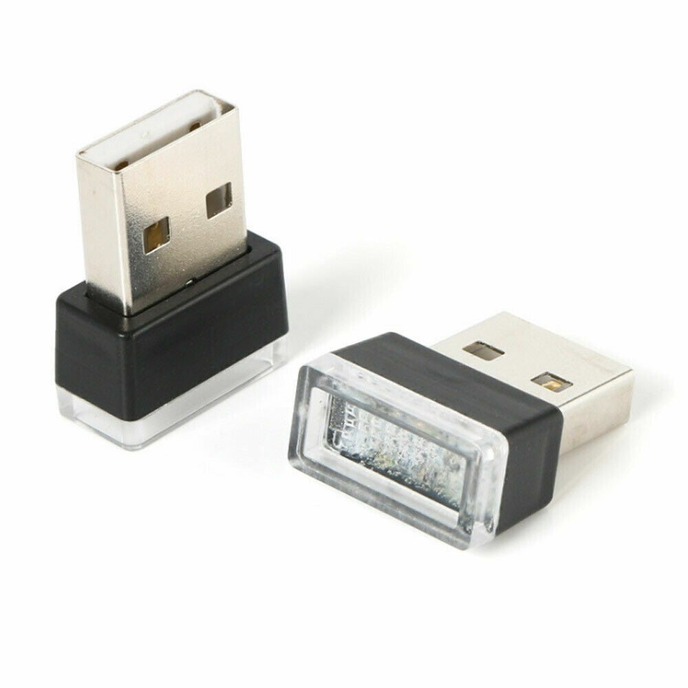 5PCS Green Mini USB LED Car Accessories Interior Light Neon Atmosphere Lamp Bulb US
