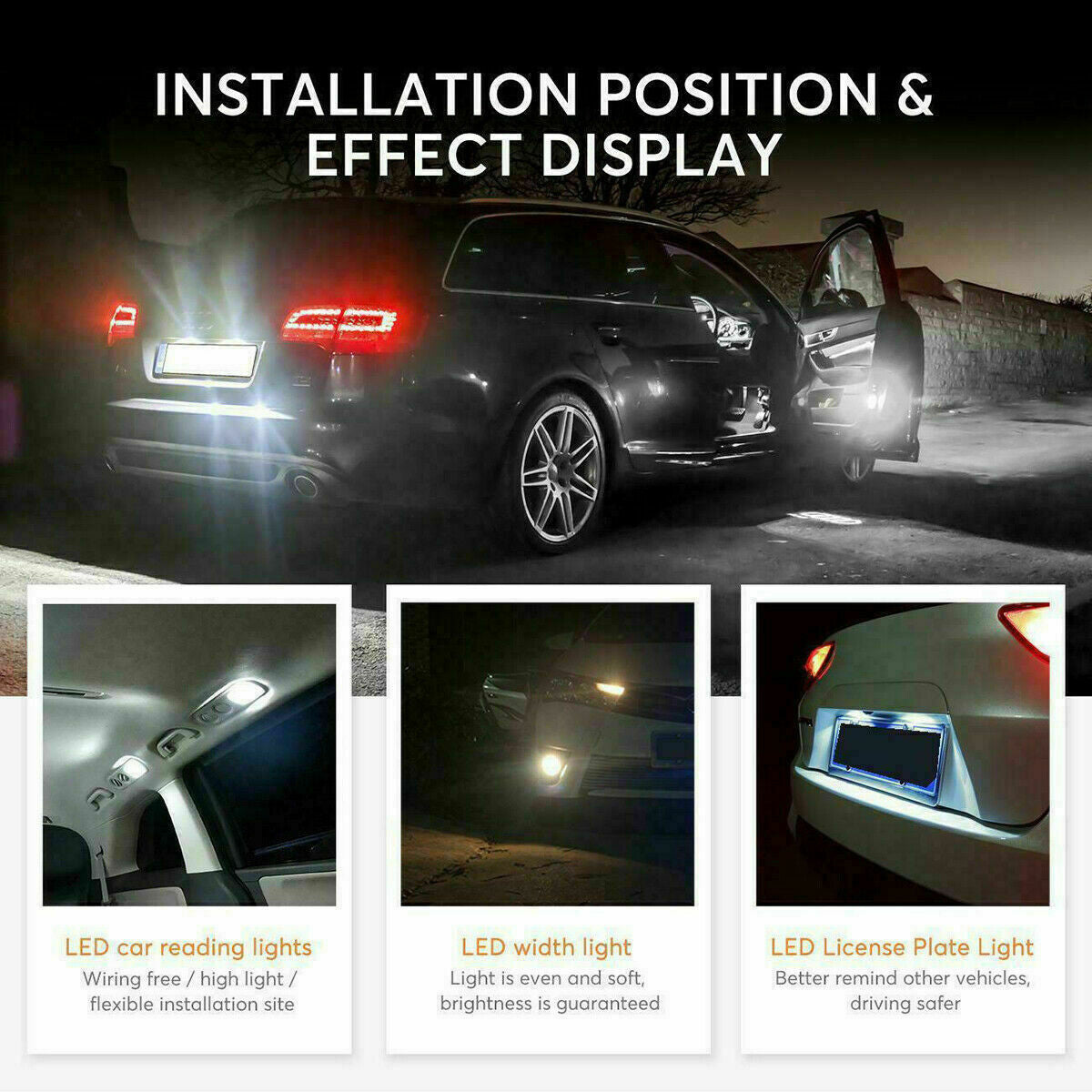 20pcs LED Interior Lights Bulbs Kit 6000K Car Trunk Dome License Plate Xsqkzyfkp