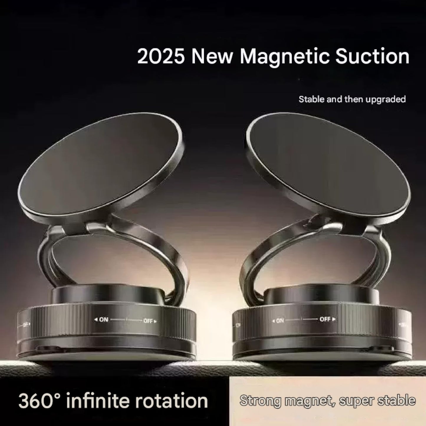 360° Vacuum Magnetic Phone Holder - Suction Cup Car Mount with Foldable Stand