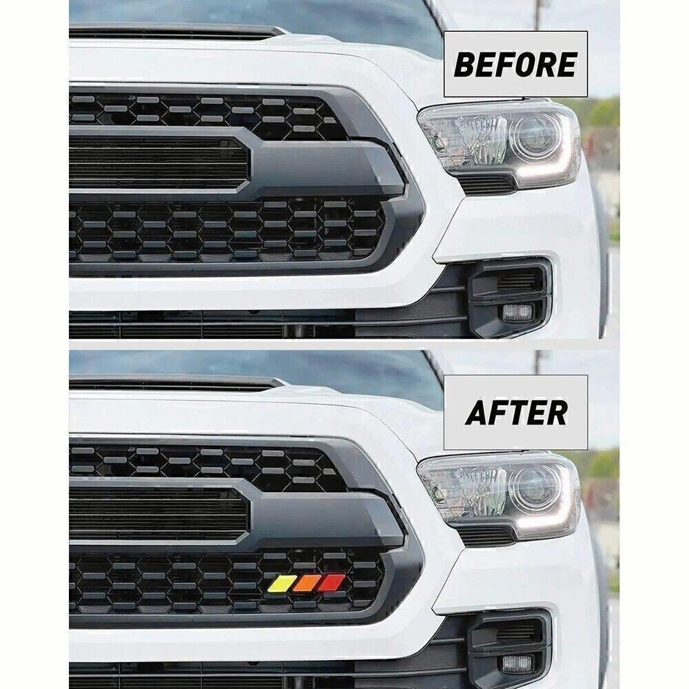 Tri-Color Grille Badge Emblem Car Accessories For Toyota Tacoma 4Runner R