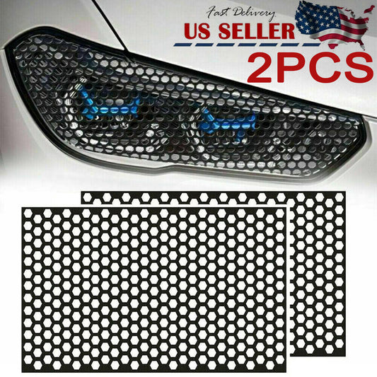 2x Car Rear Tail Light Cover Black Honeycomb Sticker Tail-lamp Decal Accessories