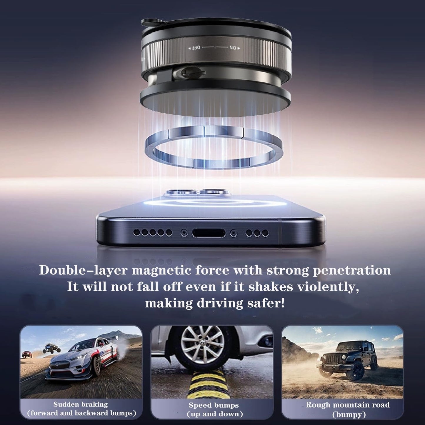 360° Vacuum Magnetic Phone Holder - Suction Cup Car Mount with Foldable Stand