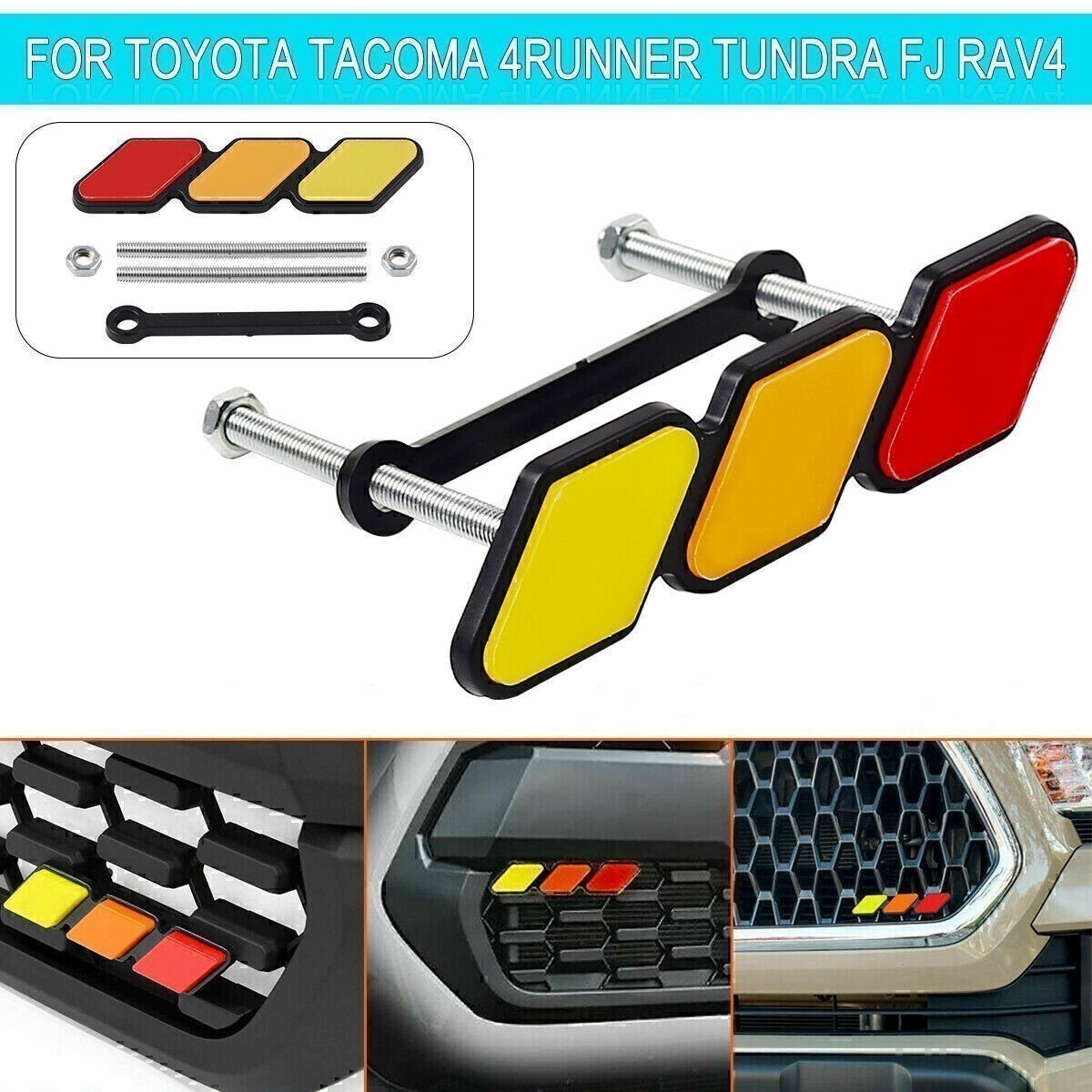 Tri-Color Grille Badge Emblem Car Accessories For Toyota Tacoma 4Runner R