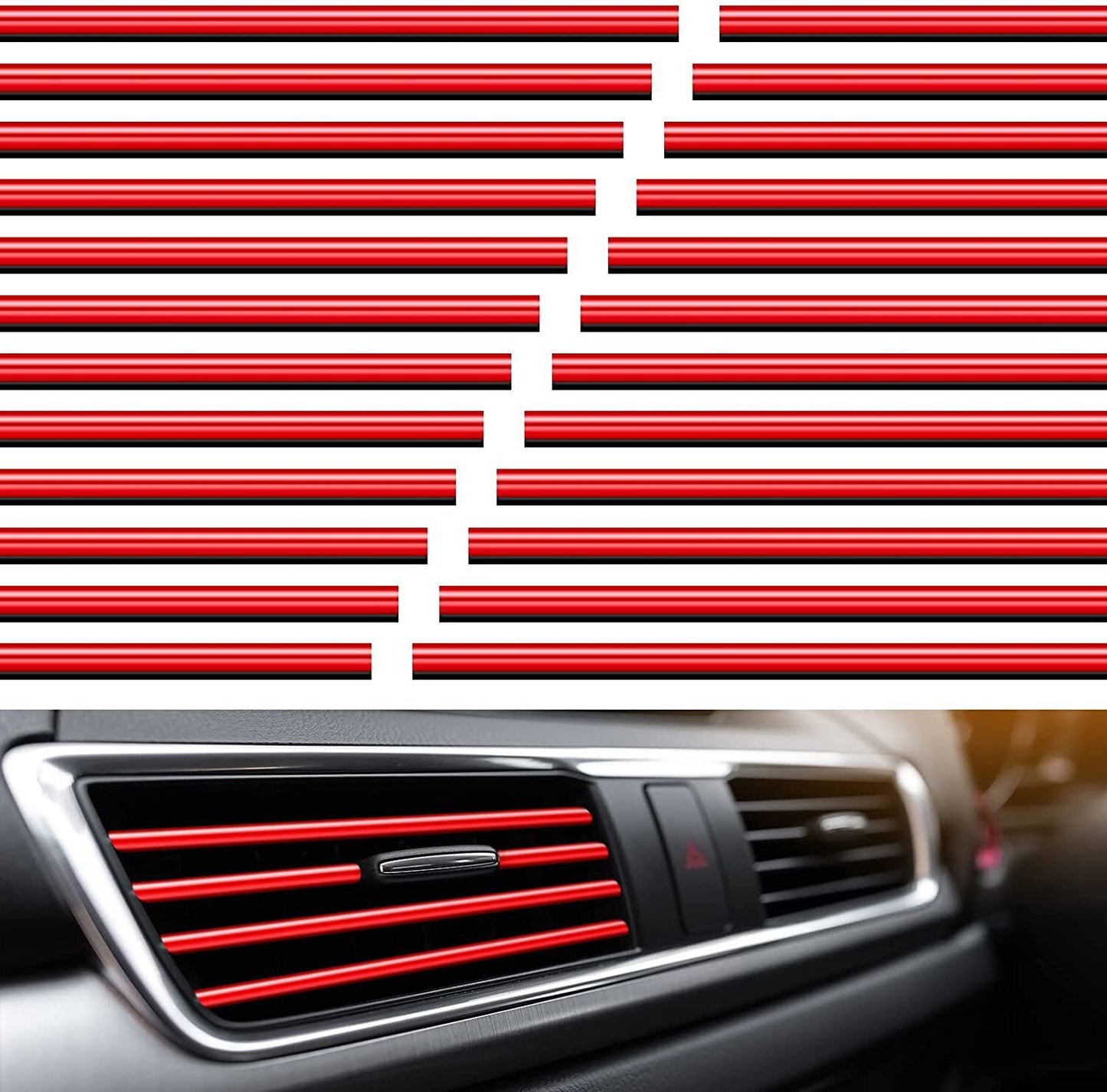 10× Car Accessories Interior Air Conditioner Air Outlet Decoration Stripes Cover