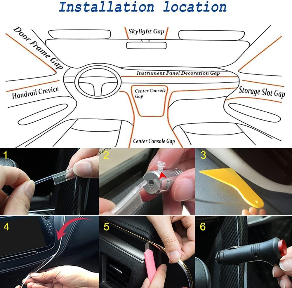 LED Car Interior Strip Light Atmosphere Neon Glow APP-Control Ambient Light Kit