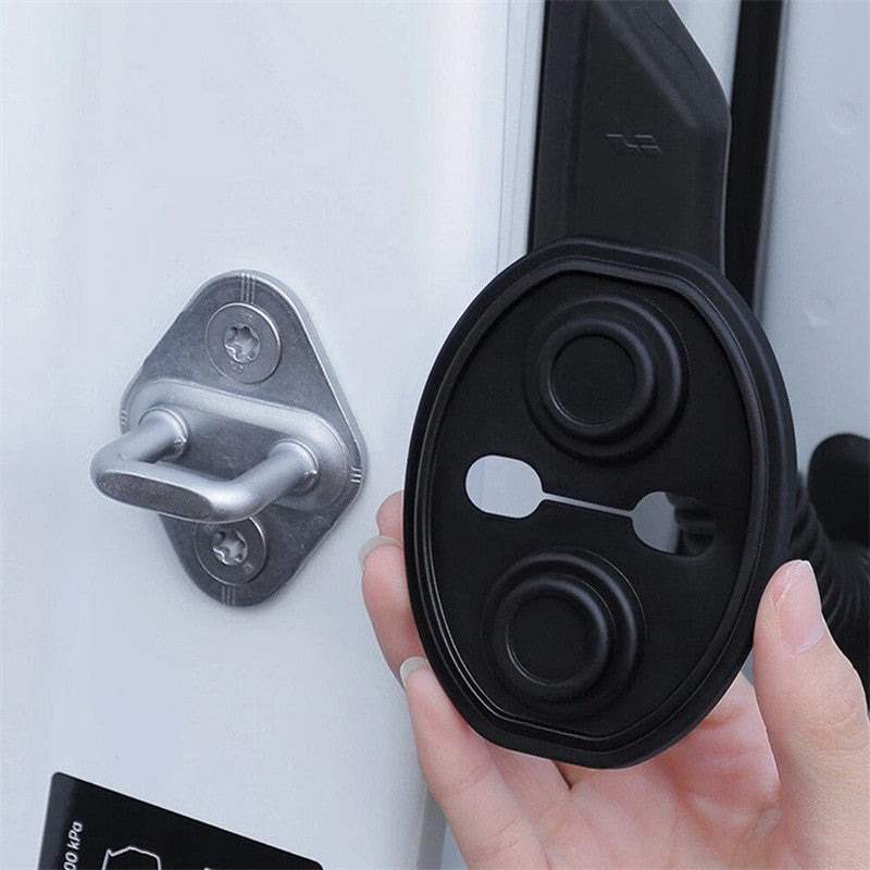 4pcs Silicone Car Auto Door Lock Cover Door Latch Protection Black