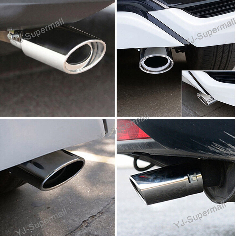 Car Chrome Stainless Steel Rear Exhaust Pipe Tail Muffler Tip Round Accessories