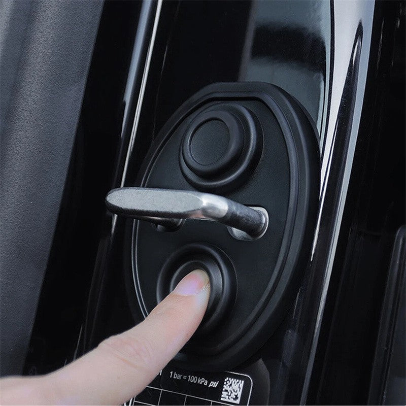 4pcs Silicone Car Auto Door Lock Cover Door Latch Protection Black