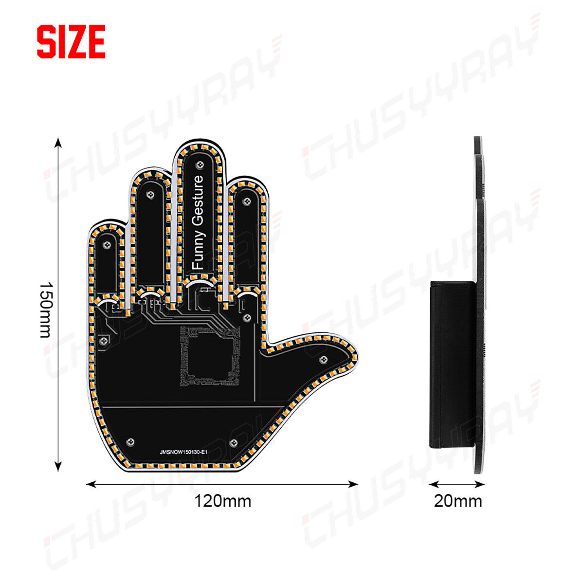 Orange LED Middle Finger Light Hand Finger Gesture Light w/Remote Car Sign Light