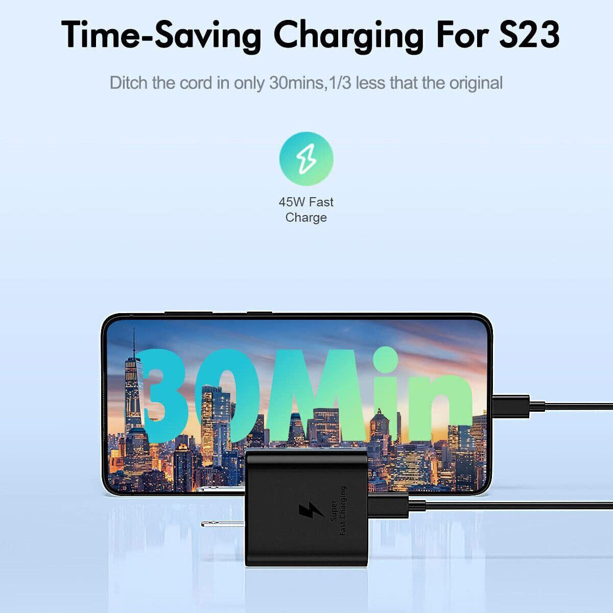 45W Power Adapter 6ft Fast Charger Cable For Samsung Galaxy S21 Plus S20 FE 5G