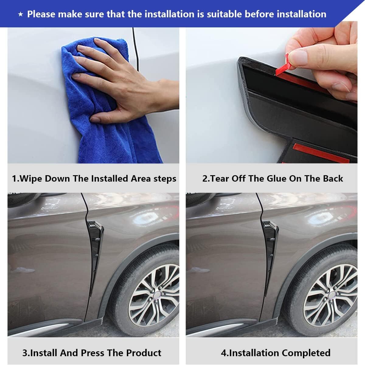 Sport Black Soft TPU Side Fender Air Vents Wing Cover Trim Car Accessories