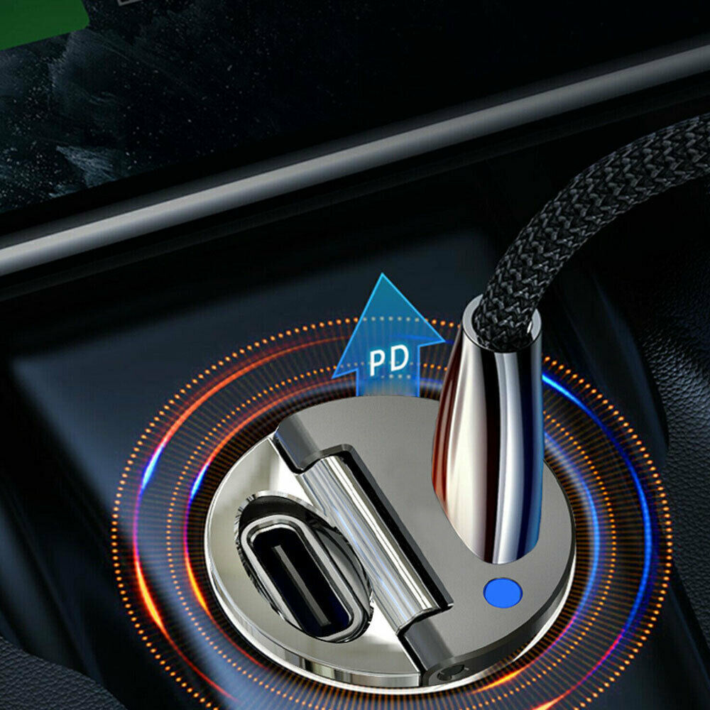 Mini Dual USB PD Type-C Car Phone Charger 30W Fast Charge Adapter Accessories