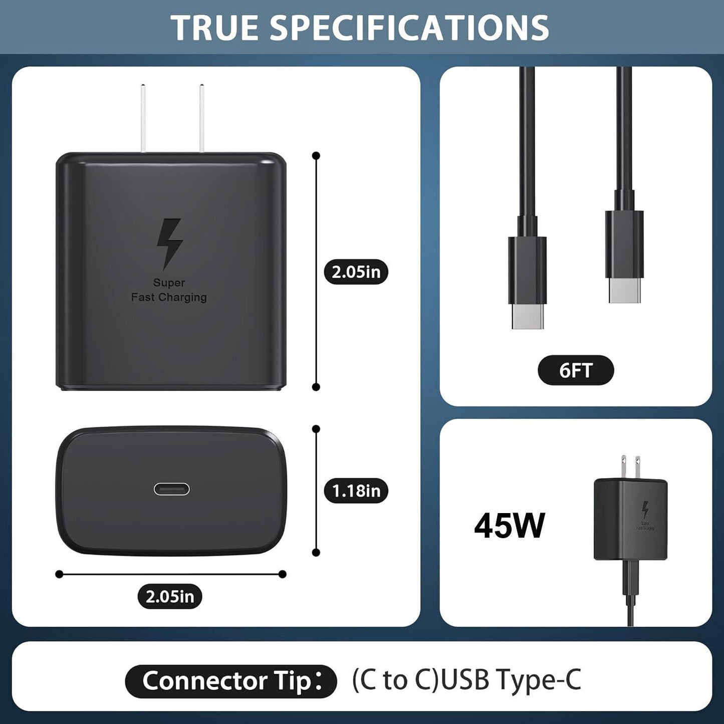 45W Power Adapter 6ft Fast Charger Cable For Samsung Galaxy S21 Plus S20 FE 5G