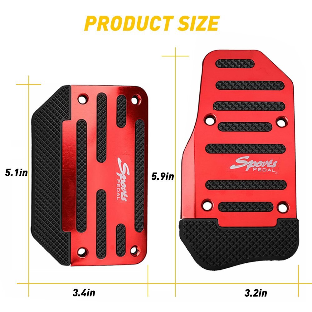 Universal Red Non-Slip Automatic Gas Brake Foot Pedal Pad Cover Car Accessories