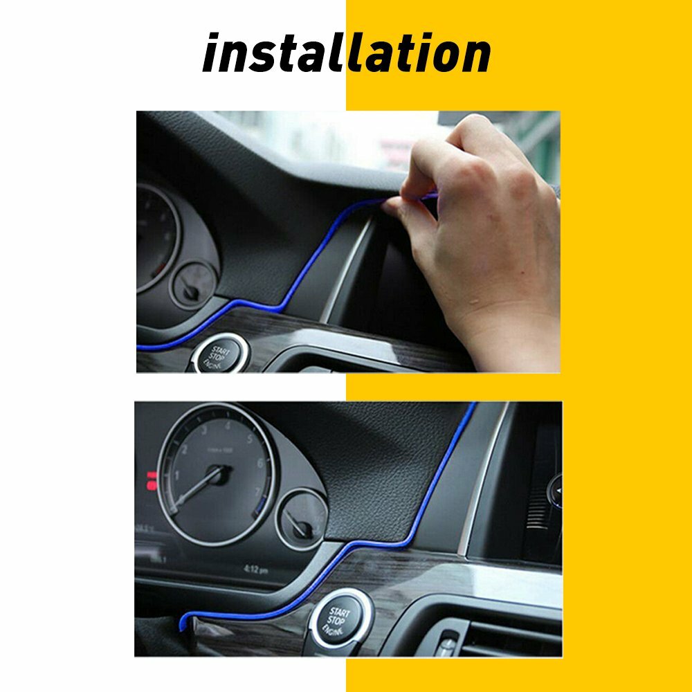 2m Blue LED Car Interior Decorative Atmosphere Wire Strip Light Accessories US