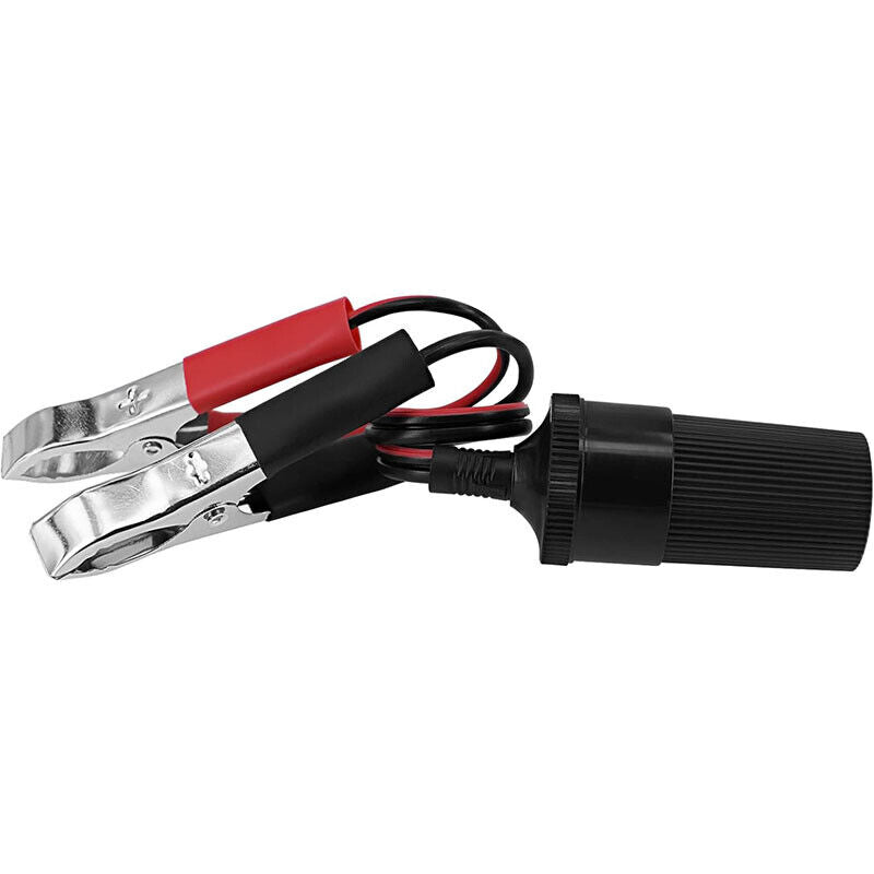 12V Battery To Cigarette Lighter Adapter Alligator Clamp Clip 12 Volt Car Socket