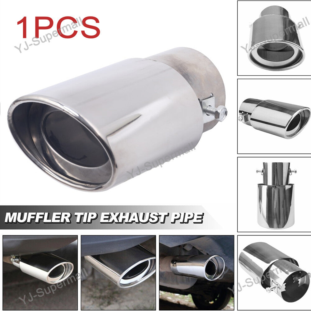 Car Chrome Stainless Steel Rear Exhaust Pipe Tail Muffler Tip Round Accessories
