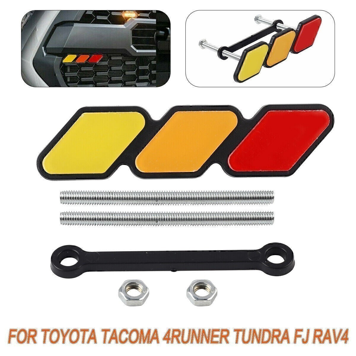 Tri-Color Grille Badge Emblem Car Accessories For Toyota Tacoma 4Runner R