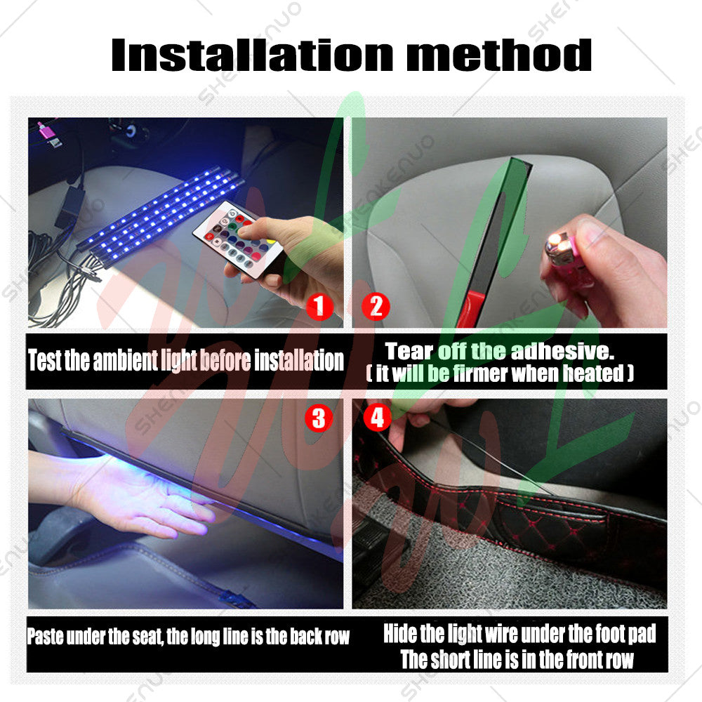 RGB / LED Colorful Glow Car Interior Lamp Under Dash Footwell Seats Inside Light