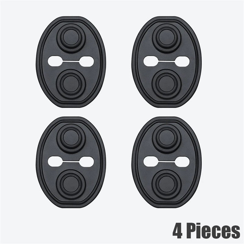 4pcs Silicone Car Auto Door Lock Cover Door Latch Protection Black