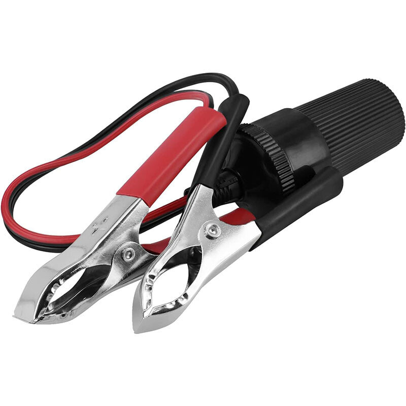 12V Battery To Cigarette Lighter Adapter Alligator Clamp Clip 12 Volt Car Socket