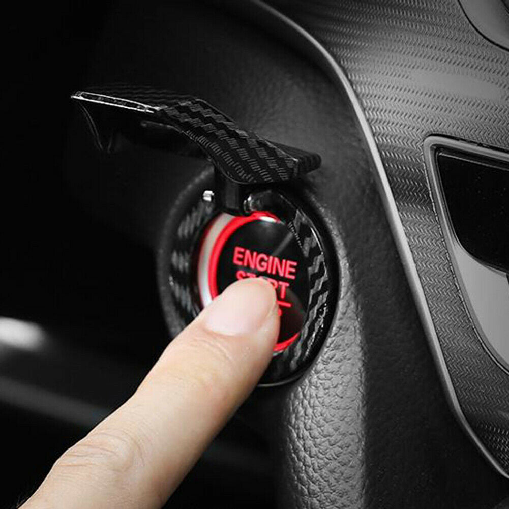 Carbon Fiber Car Engine Start Stop Push Button Switch Cover Trim Accessories
